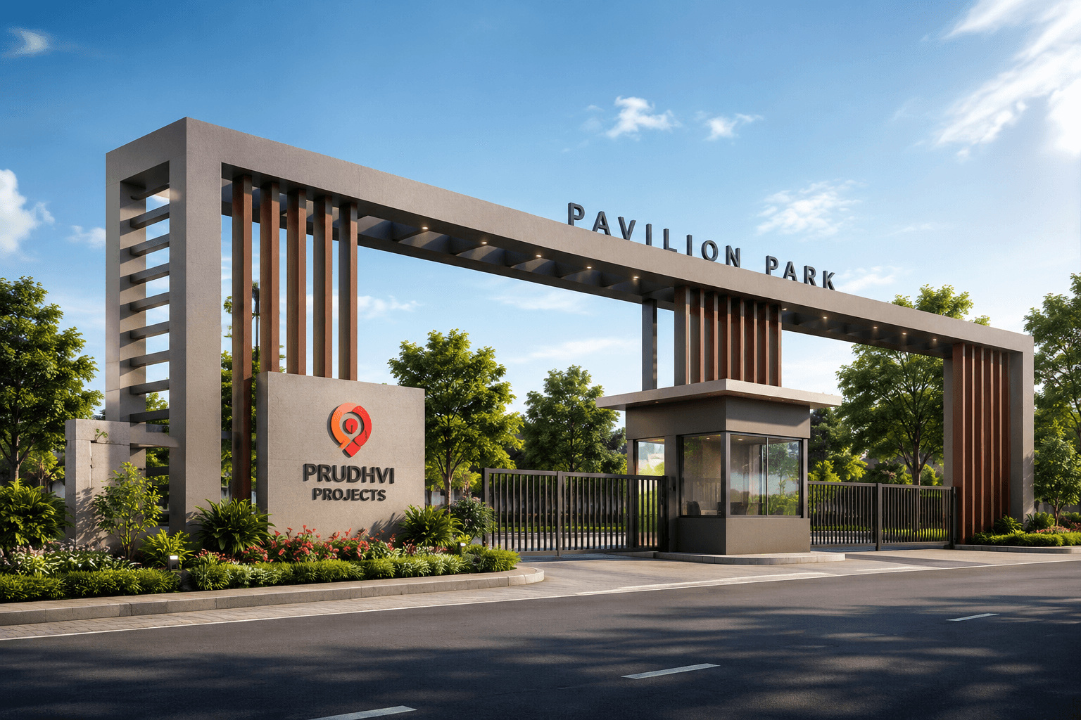 Pavilion Park entrance gate by Prudhvi Projects